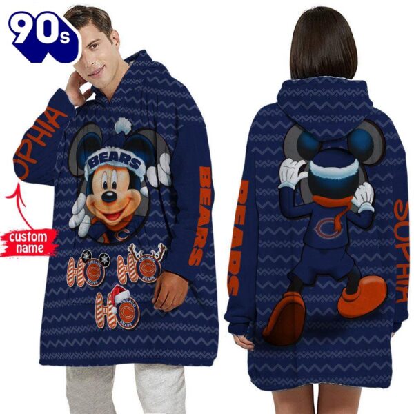 Personalized NFL Chicago Bears Disney Mickey Blanket Hoodie