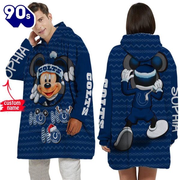 Personalized NFL Indianapolis Colts Disney Mickey Blanket Hoodie
