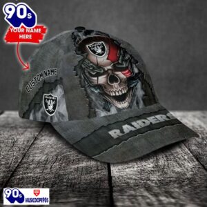 Personalized NFL Las Vegas Raiders Skull Cap V3