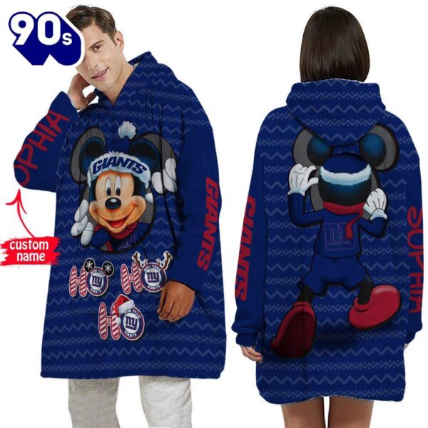 Personalized NFL New York Giants Disney Mickey Blanket Hoodie