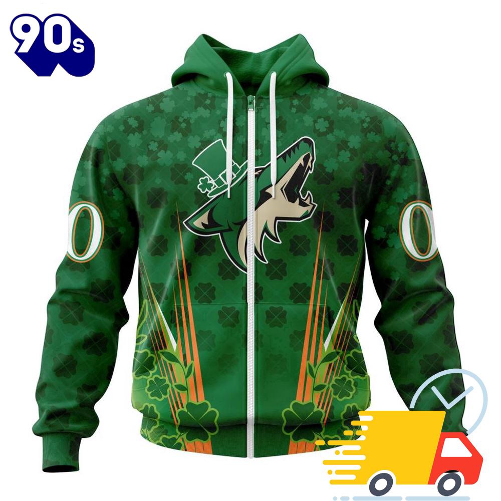 Personalized NHL Arizona Coyotes Full Green Design For St. Patrick's Day All Over Print Shirts Personalized NHL Arizona Coyotes Full Green Design For St. Patrick's Day All Over Print Shirts