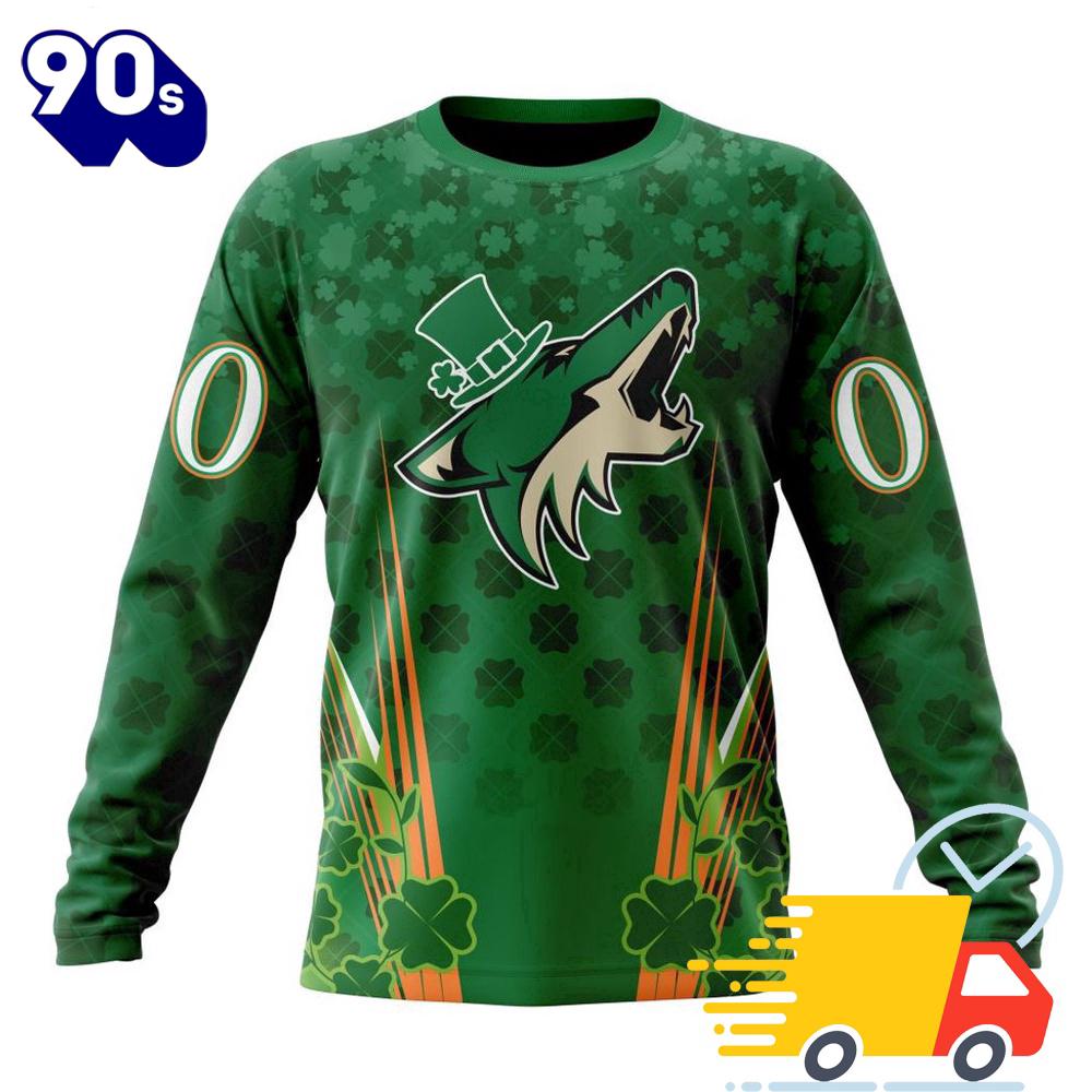 Personalized NHL Arizona Coyotes Full Green Design For St. Patrick's Day All Over Print Shirts Personalized NHL Arizona Coyotes Full Green Design For St. Patrick's Day All Over Print Shirts
