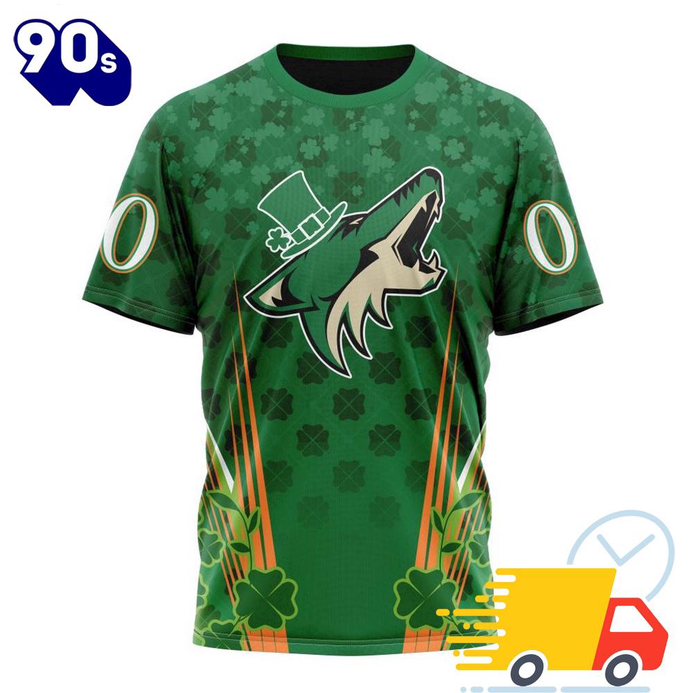 Personalized NHL Arizona Coyotes Full Green Design For St. Patrick's Day All Over Print Shirts Personalized NHL Arizona Coyotes Full Green Design For St. Patrick's Day All Over Print Shirts