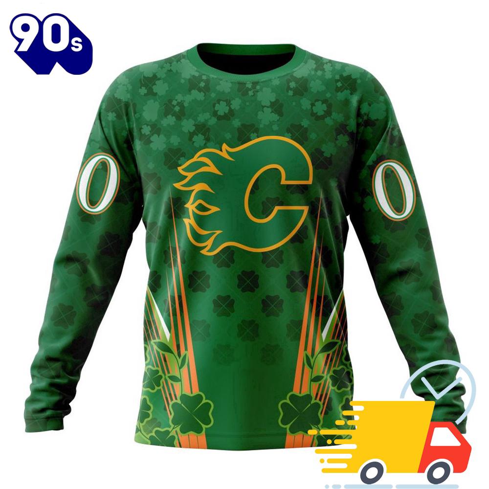 Personalized NHL Calgary Flames Full Green Design For St. Patrick's Day All Over Print Shirts Personalized NHL Calgary Flames Full Green Design For St. Patrick's Day All Over Print Shirts