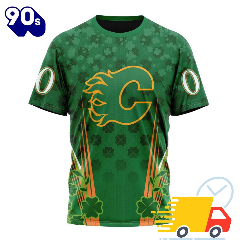Personalized NHL Calgary Flames Full Green Design For St. Patrick's Day All Over Print Shirts Personalized NHL Calgary Flames Full Green Design For St. Patrick's Day All Over Print Shirts