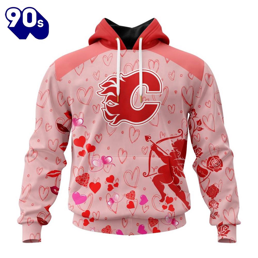 Personalized NHL Calgary Flames Special Design For Valentines Day All Over Print Shirt Personalized NHL Calgary Flames Special Design For Valentines Day All Over Print Shirt