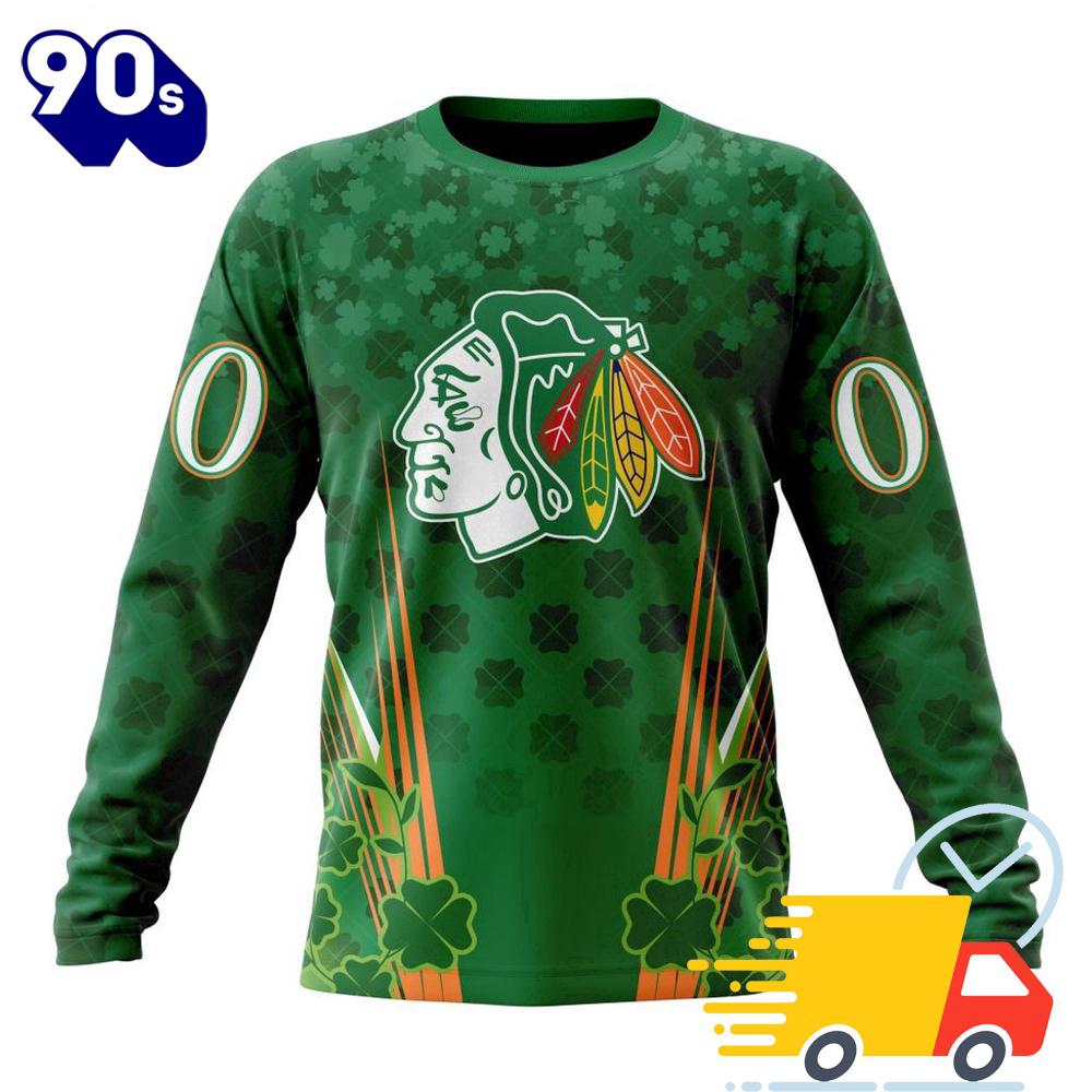 Personalized NHL Chicago Blackhawks Full Green Design For St. Patrick's Day All Over Print Shirts Personalized NHL Chicago Blackhawks Full Green Design For St. Patrick's Day All Over Print Shirts