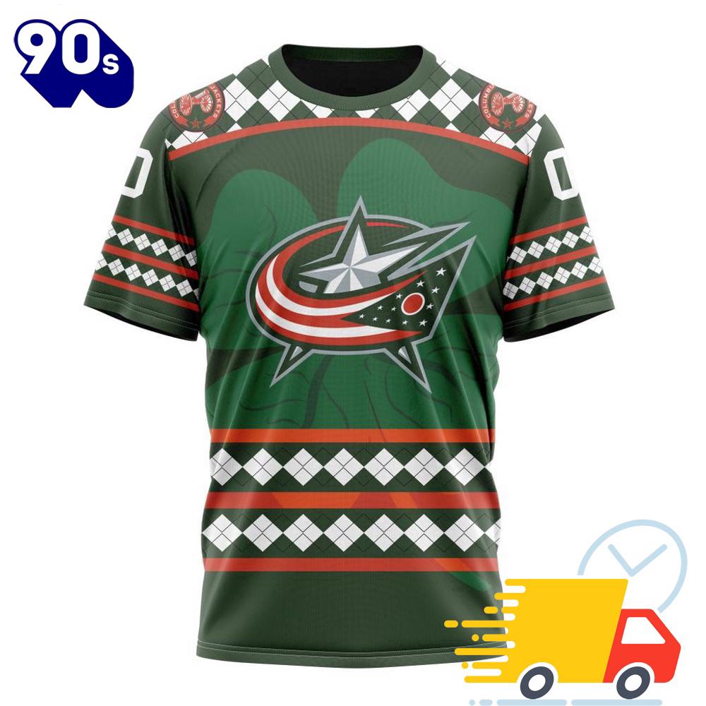 Personalized NHL Columbus Blue Jackets Specialized Unisex Kits Hockey Celebrate St Patrick's Day All Over Print Shirts Personalized NHL Columbus Blue Jackets Specialized Unisex Kits Hockey Celebrate St Patrick's Day All Over Print Shirts