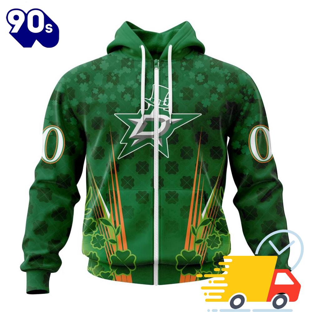 Personalized NHL Dallas Stars Full Green Design For St. Patrick's Day All Over Print Shirts Personalized NHL Dallas Stars Full Green Design For St. Patrick's Day All Over Print Shirts