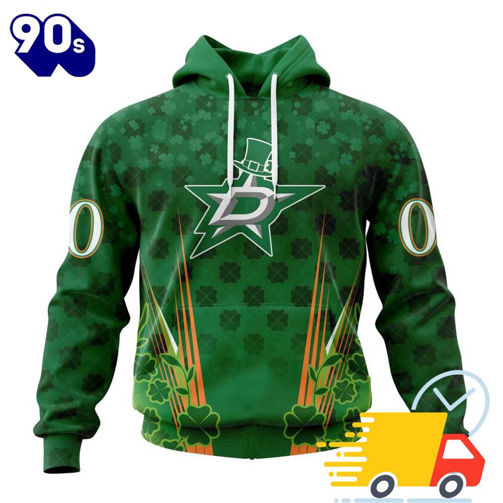 Personalized NHL Dallas Stars Full Green Design For St. Patrick's Day All Over Print Shirts Personalized NHL Dallas Stars Full Green Design For St. Patrick's Day All Over Print Shirts
