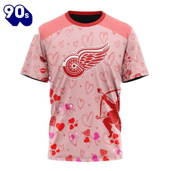 Personalized NHL Detroit Red Wings Special Design For Valentines Day All Over Print Shirt