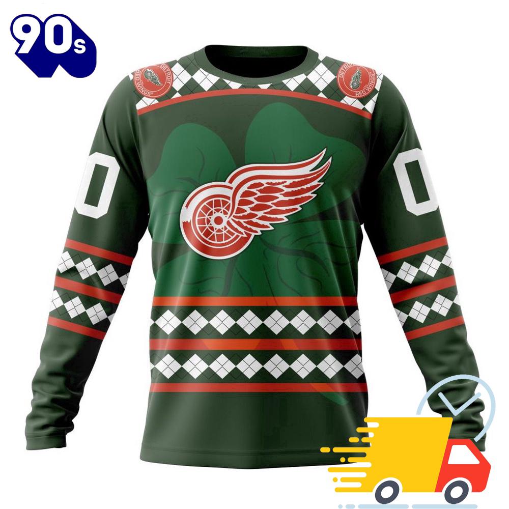 Personalized NHL Detroit Red Wings Specialized Unisex Kits Hockey Celebrate St Patrick's Day 3D Shirts Personalized NHL Detroit Red Wings Specialized Unisex Kits Hockey Celebrate St Patrick's Day 3D Shirts