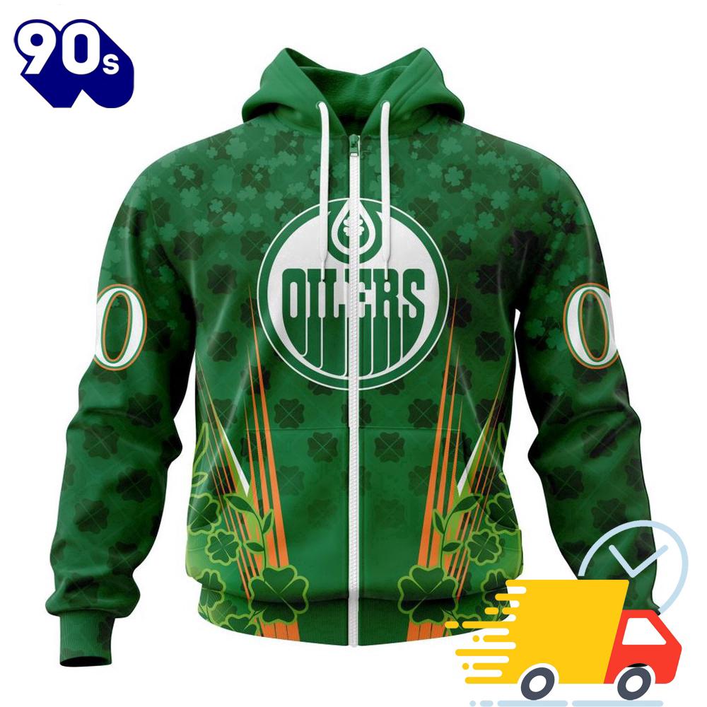 Personalized NHL Edmonton Oilers Full Green Design For St. Patrick's Day All Over Print Shirts Personalized NHL Edmonton Oilers Full Green Design For St. Patrick's Day All Over Print Shirts