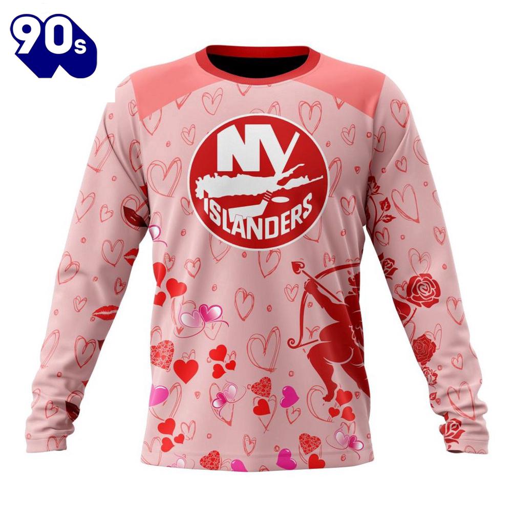Personalized NHL New York Islanders Special Design For Valentines Day All Over Print Shirt Personalized NHL New York Islanders Special Design For Valentines Day All Over Print Shirt