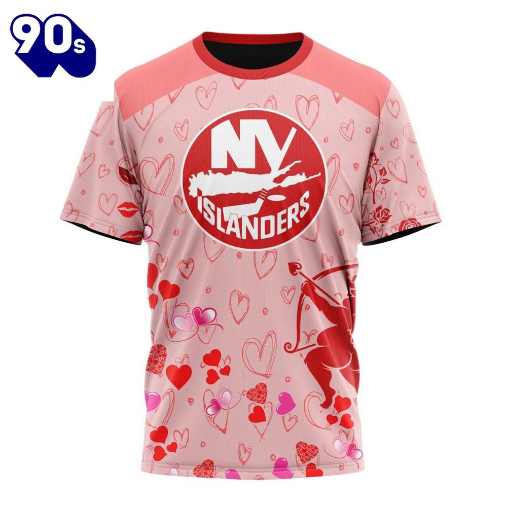 Personalized NHL New York Islanders Special Design For Valentines Day All Over Print Shirt Personalized NHL New York Islanders Special Design For Valentines Day All Over Print Shirt