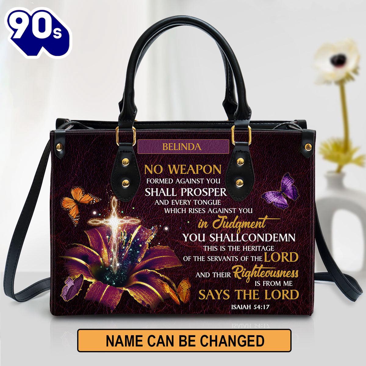 Personalized No Weapon Formed Against You Shall Prosper Leather Bag , Christian Bags Gift For Women Christmas Personalized No Weapon Formed Against You Shall Prosper Leather Bag , Christian Bags Gift For Women Christmas