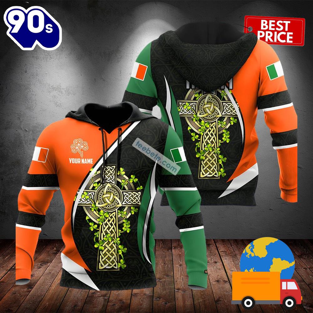 Personalized St Patrick Day And Celtic Cross Green 3D Art Hoodie 2025 Personalized St Patrick Day And Celtic Cross Green 3D Art Hoodie 2025