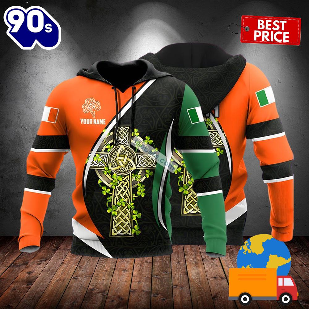 Personalized St Patrick Day And Celtic Cross Green 3D Art Hoodie 2025 Personalized St Patrick Day And Celtic Cross Green 3D Art Hoodie 2025