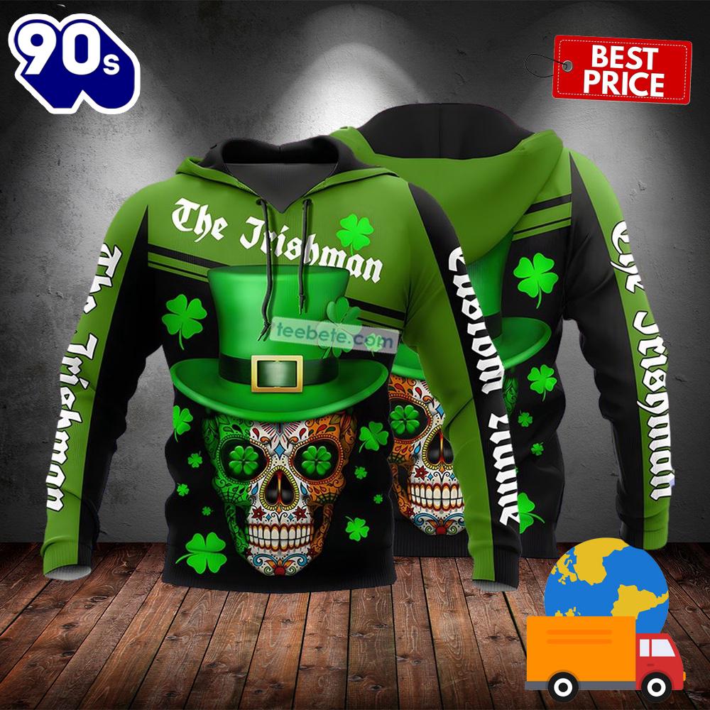 Personalized St Patrick Day With Skull Green Hat 3D Horror Hoodie 2025 Personalized St Patrick Day With Skull Green Hat 3D Horror Hoodie 2025