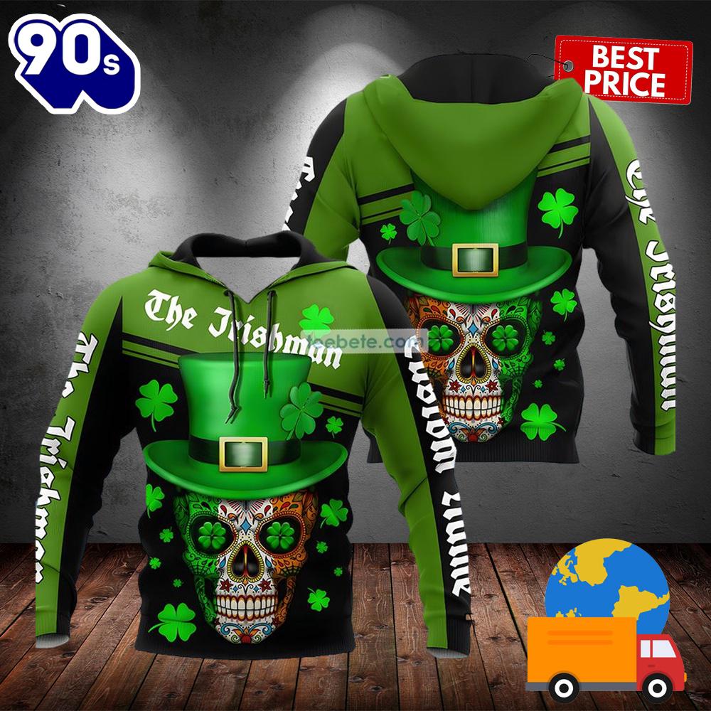 Personalized St Patrick Day With Skull Green Hat 3D Horror Hoodie 2025 Personalized St Patrick Day With Skull Green Hat 3D Horror Hoodie 2025