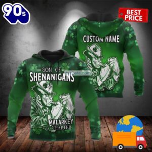 Personalized St Patrick Son Of Shenanigans Green 3D Illusion Hoodie 2025