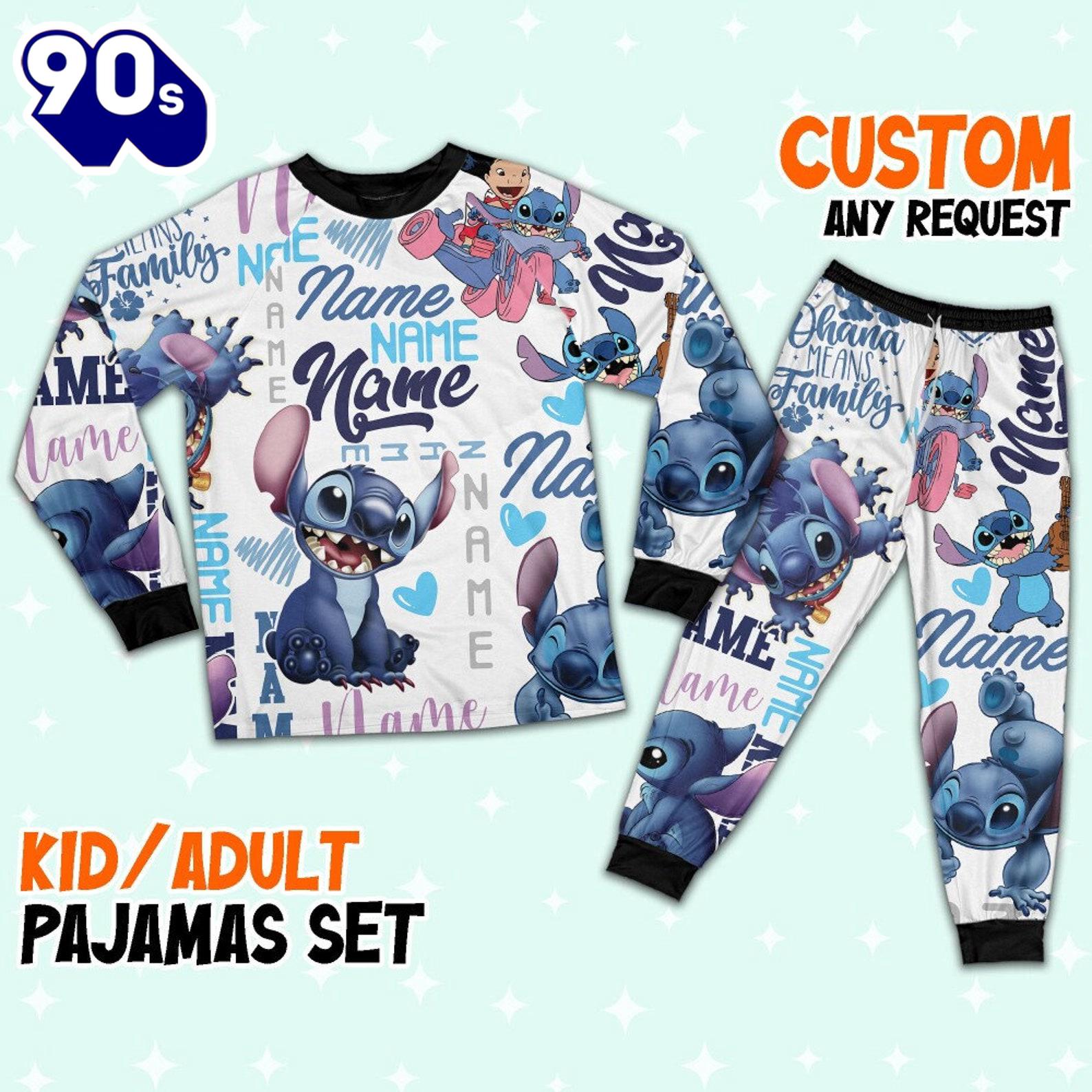 Personalized Stitch Sherpa Pajamas Set - Movie Cartoon Holiday Pajamas Personalized Stitch Sherpa Pajamas Set - Movie Cartoon Holiday Pajamas