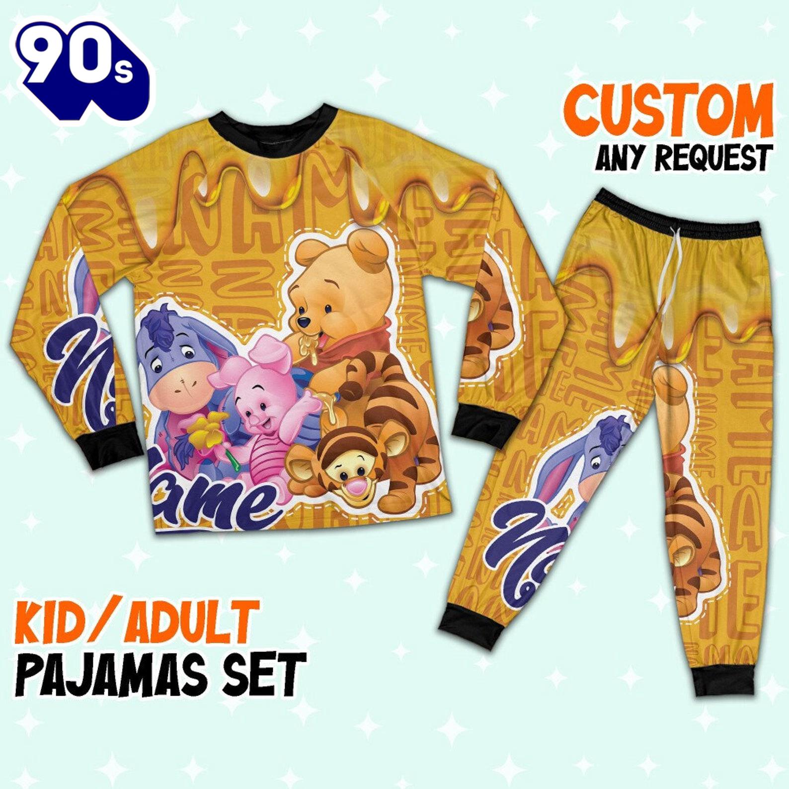 Personalized the Pooh Honey Pajamas Set - Movie Cartoon Holiday Pajamas Personalized the Pooh Honey Pajamas Set - Movie Cartoon Holiday Pajamas