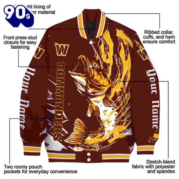 Personalized Washington Commanders Fishing Passion Burgundy White Jacket