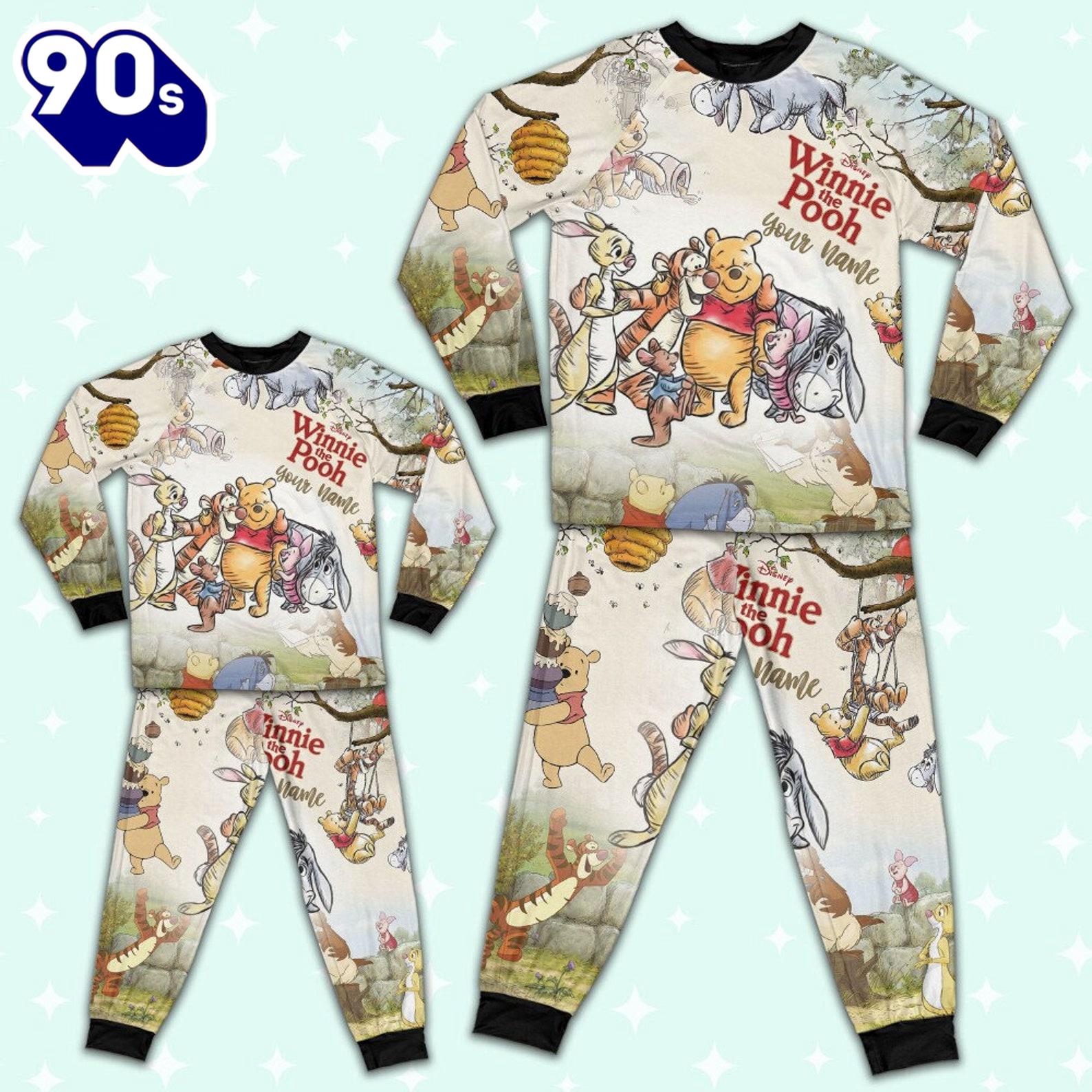 Personalized Watercolor Winnie the Pooh Pajamas Set - Movie Cartoon Holiday Pajamas Personalized Watercolor Winnie the Pooh Pajamas Set - Movie Cartoon Holiday Pajamas