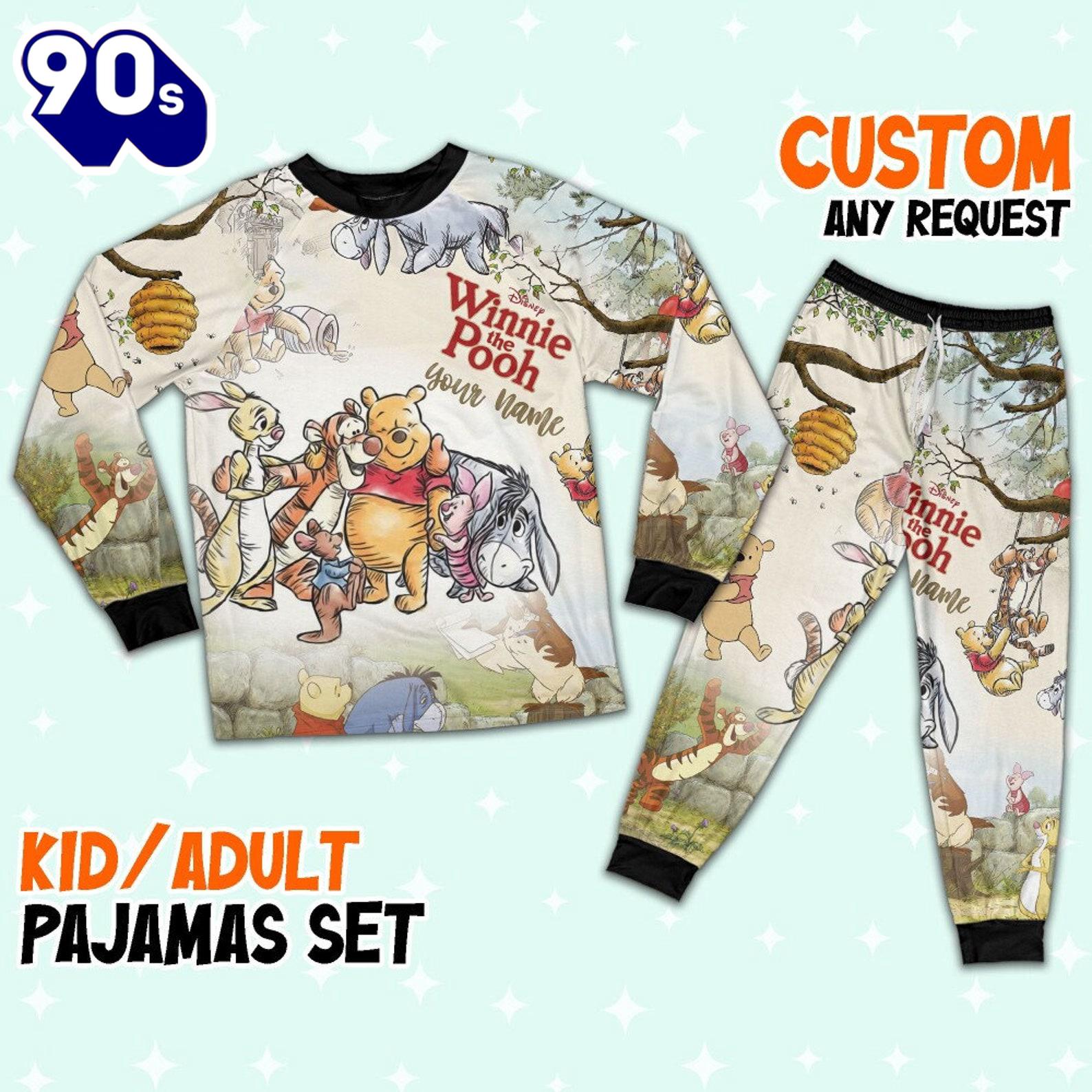 Personalized Watercolor Winnie the Pooh Pajamas Set - Movie Cartoon Holiday Pajamas Personalized Watercolor Winnie the Pooh Pajamas Set - Movie Cartoon Holiday Pajamas