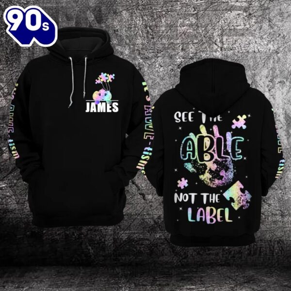 Personazlied Autism Awareness Hoodie 3D  it’s AWE-tism  Gift Christmas
