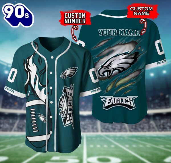 Philadelphia Eagles NFL 3D Personalized Baseball Shirt For Fans
