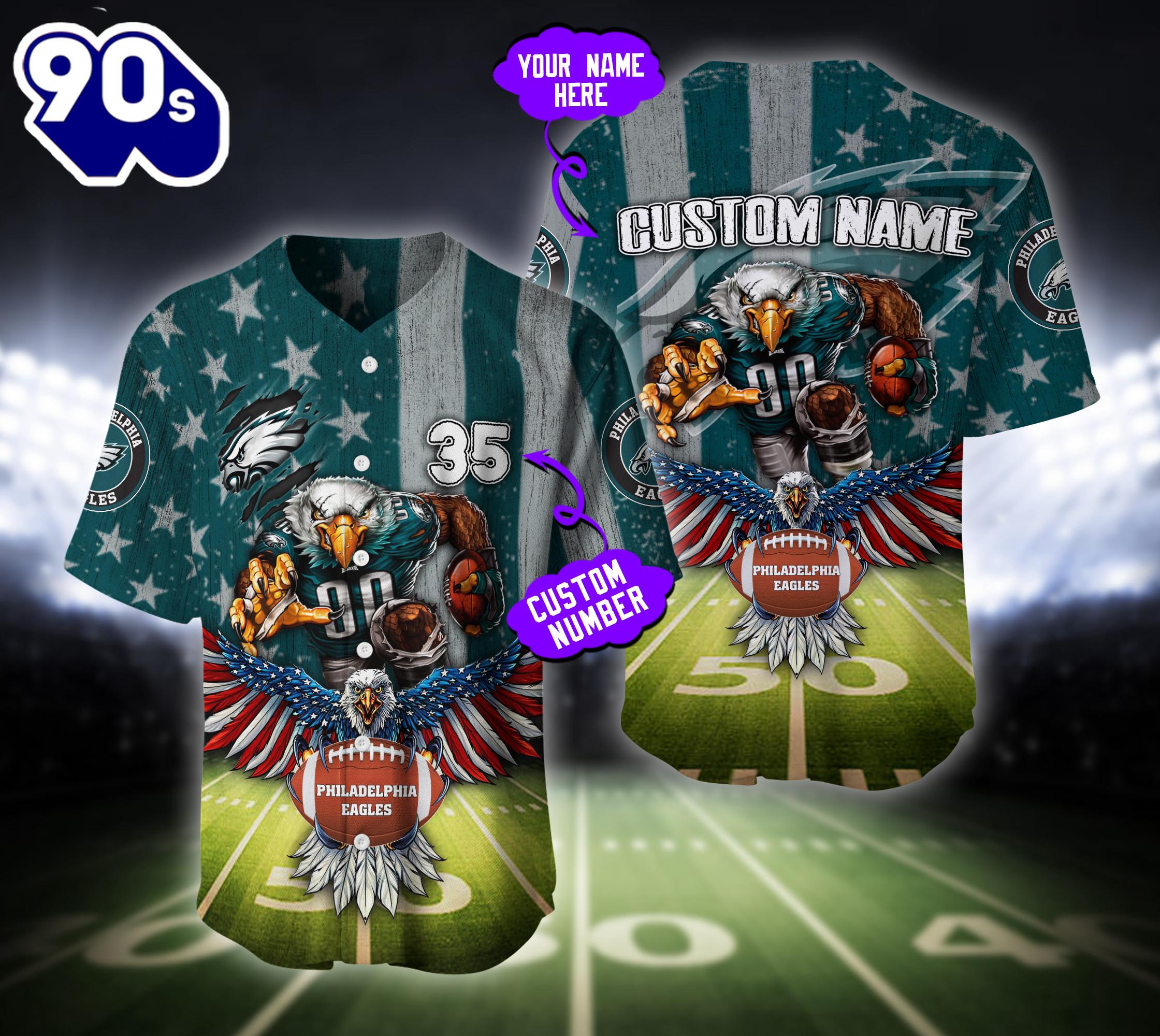 Philadelphia Eagles NFL Baseball Jersey Custom Shirt For Fans Philadelphia Eagles NFL Baseball Jersey Custom Shirt For Fans