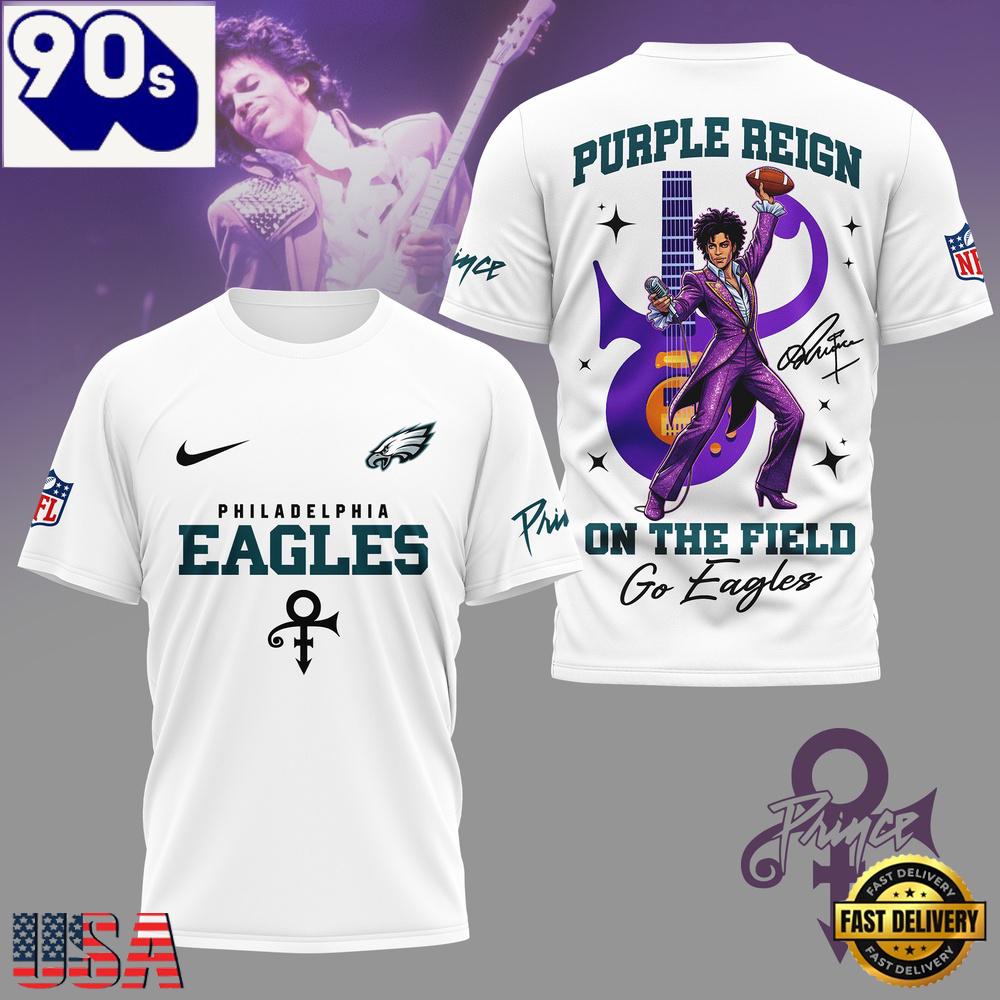 Philadelphia Eagles NFL Prince Purple Reign Football All Over Print T-Shirt Philadelphia Eagles NFL Prince Purple Reign Football All Over Print T-Shirt