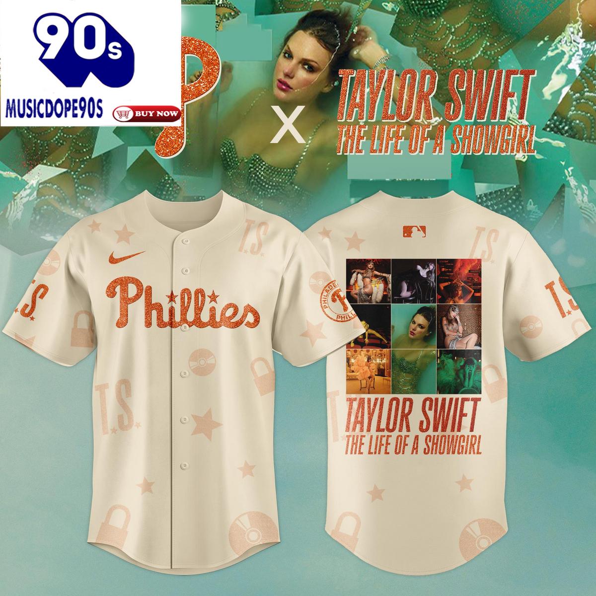 Philadelphia Phillies Taylor Swift The Life Of A Showgirl Album 2025 Baseball Jersey Philadelphia Phillies Taylor Swift The Life Of A Showgirl Album 2025 Baseball Jersey