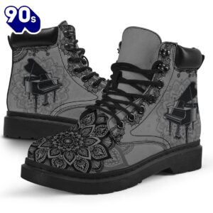 Piano Mandala Flower Shape Asboots All Season Boots Gift Xmas 1 Piano Mandala Flower Shape Asboots All Season Boots