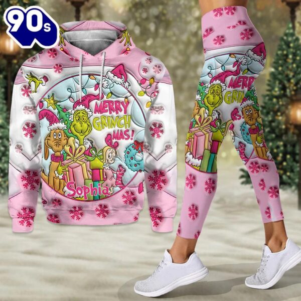 Pink Christmas – Personalized Grinch Stole Christmas Hoodie and Leggings