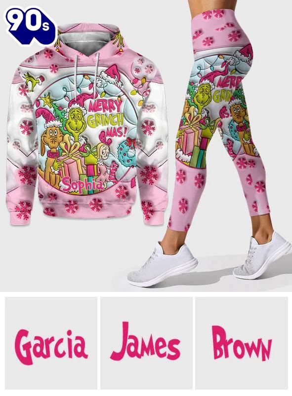 Pink Christmas - Personalized Grinch Stole Christmas Hoodie and Leggings Pink Christmas - Personalized Grinch Stole Christmas Hoodie and Leggings