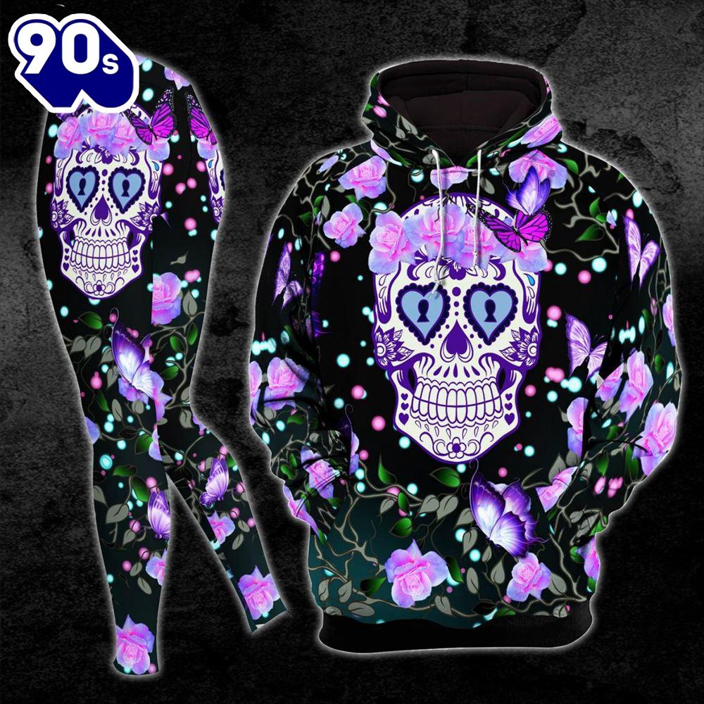 Pink Pastel Sugar Skull Combo Hoodie And Leggings Pink Pastel Sugar Skull Combo Hoodie And Leggings