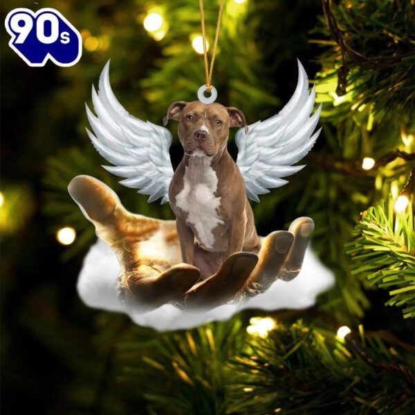 Pit Bull On The Hands Of Jesus Ornament, Gift For Christmas