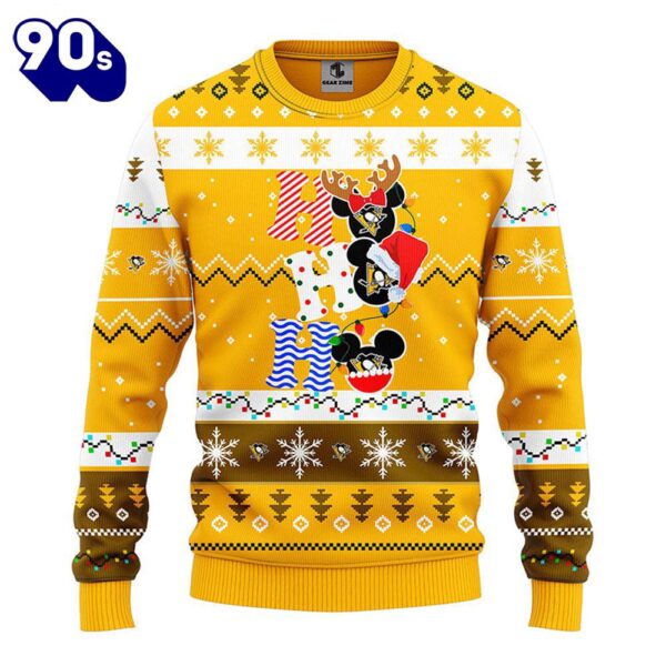 Pittsburgh Penguins Hohoho Mickey Christmas Ugly Sweater  Gift Christmas