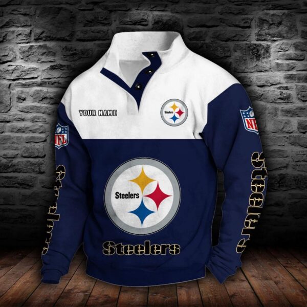 Pittsburgh Steelers Double Breasted Stand Collar Hoodie