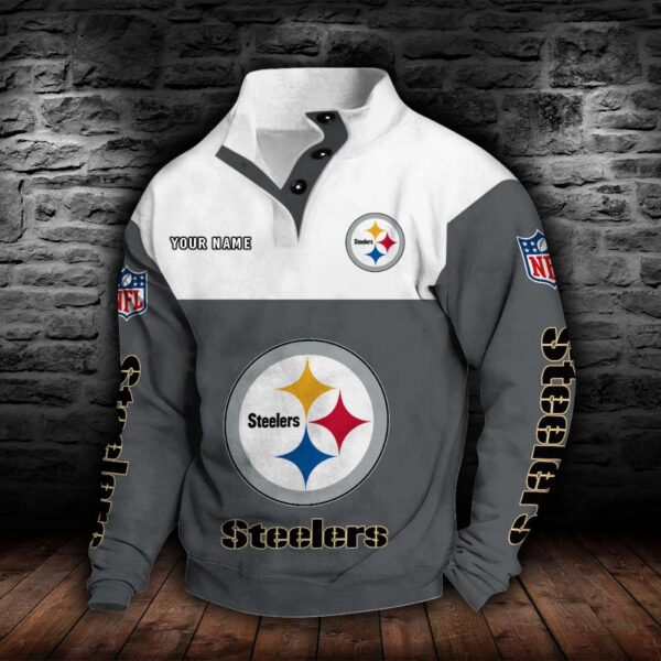Pittsburgh Steelers Double Breasted Stand Collar Hoodie
