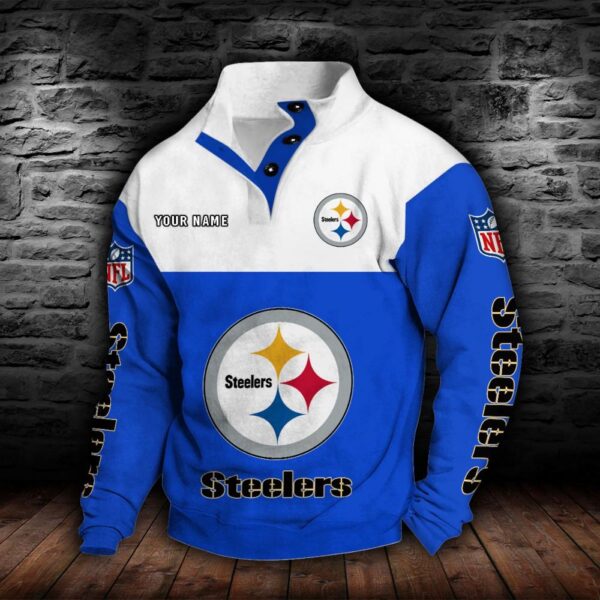 Pittsburgh Steelers Double Breasted Stand Collar Hoodie