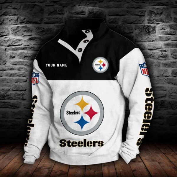 Pittsburgh Steelers Double Breasted Stand Collar Hoodie