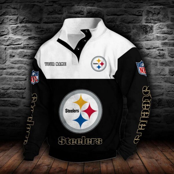 Pittsburgh Steelers Double Breasted Stand Collar Hoodie