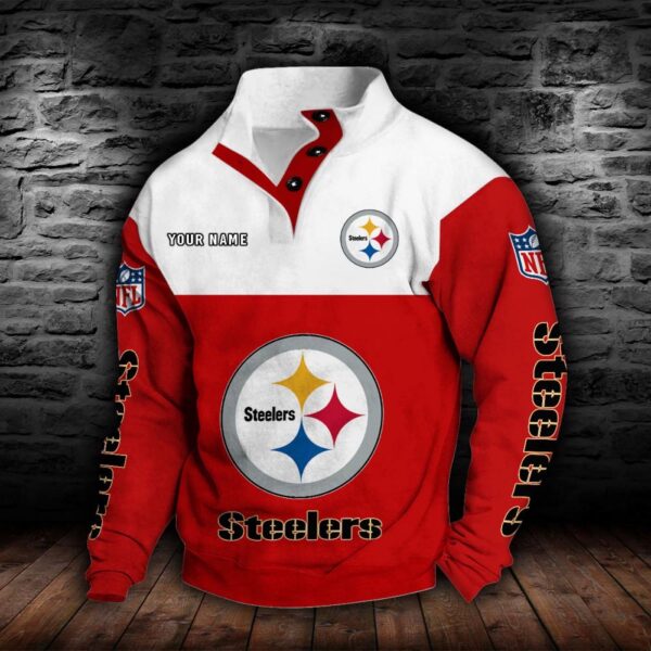 Pittsburgh Steelers Double Breasted Stand Collar Hoodie