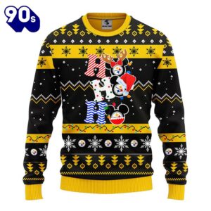 Pittsburgh Steelers HoHoHo Mickey Christmas Ugly Sweater