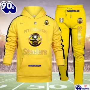 Pittsburgh Steelers NFL 32 Teams Personlized Golden Logo Hoodie Set