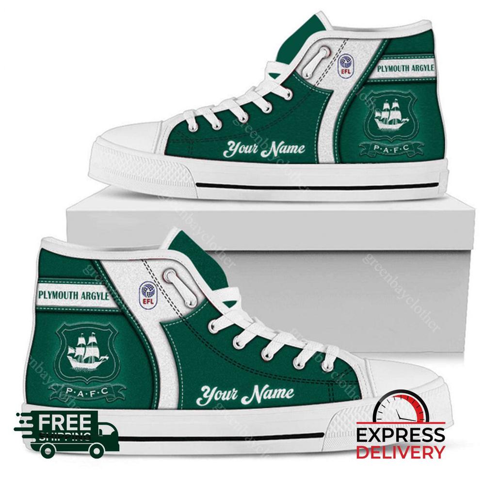 Plymouth Argyle Personalzied High Top Canvas Shoes Plymouth Argyle Personalzied High Top Canvas Shoes